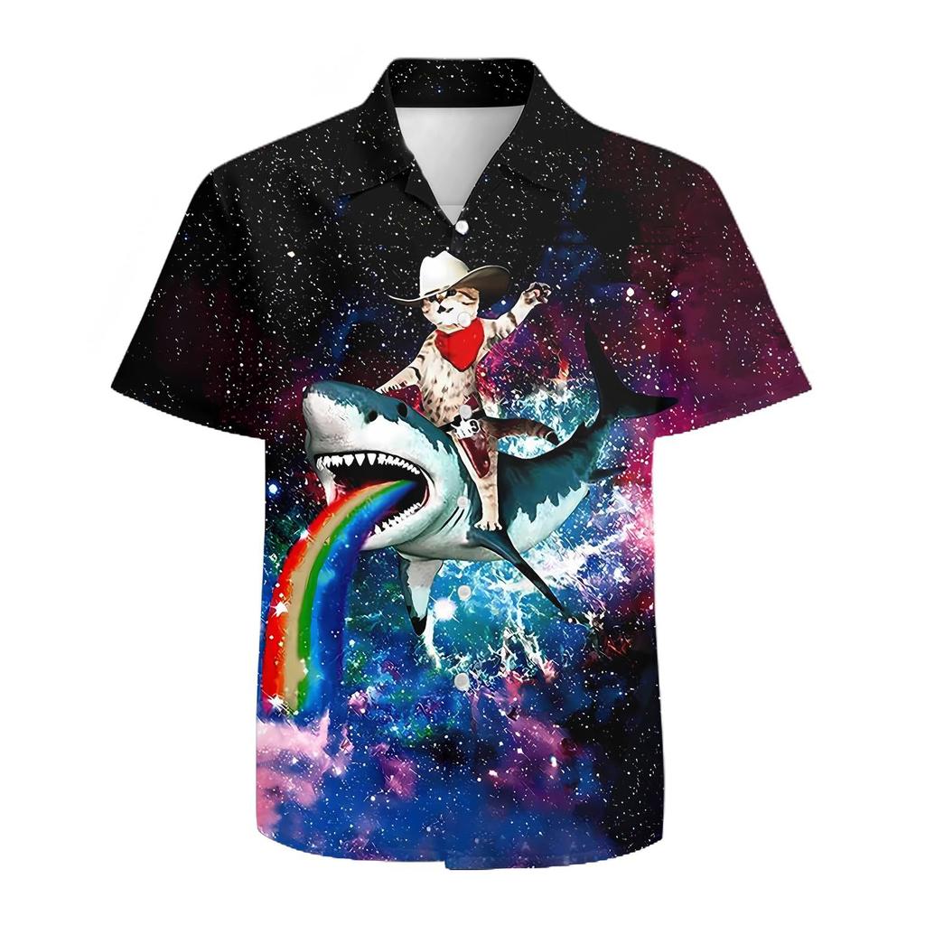 European casual Hawaiian men's short-sleeve shirt