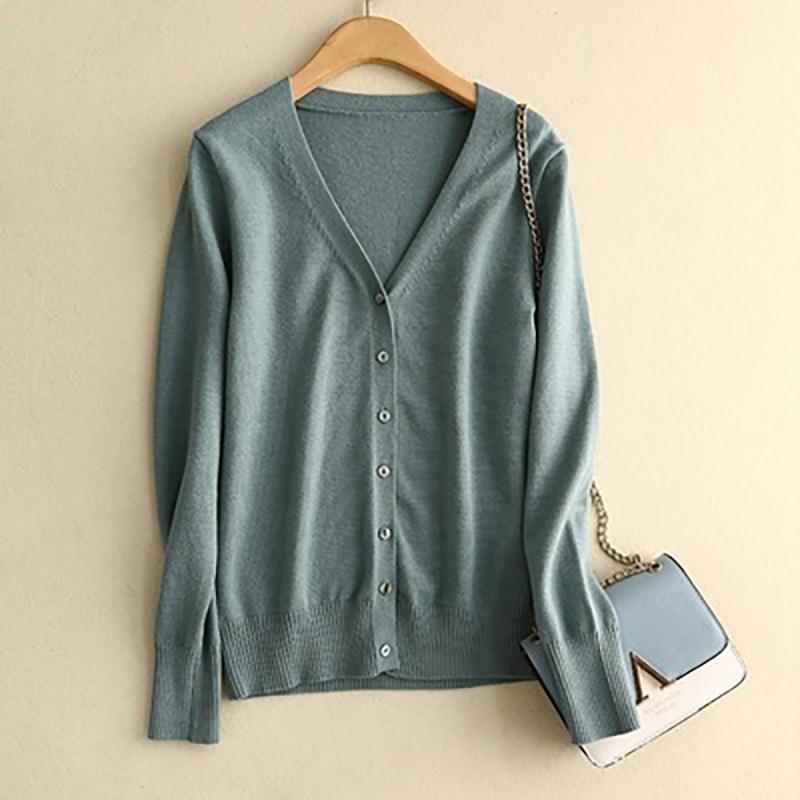 Damen Strickjacken Herbst Winter Einreihig V-Ausschnitt Gestrickter Pullover Frühlingsmode Kurze Strickwaren Einfarbige Strickjacke Pullover