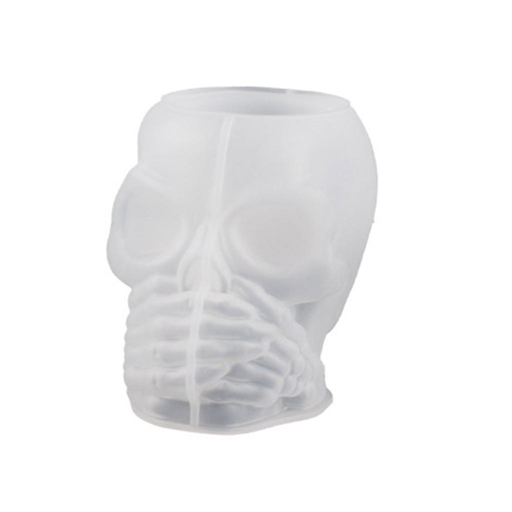 Concrete Flowerpot Mold Skull Shape Pen Holder Mold Cement Container Silicone Mold Succulent Planter Concrete Vase Mold