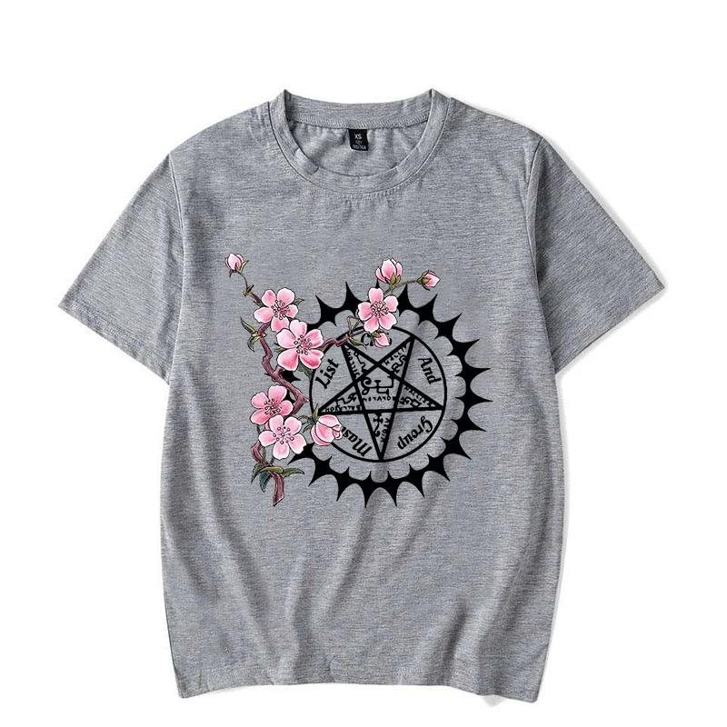 Anime Black Butler Cherry Blossom Pattern Printed T-shirt Women Summer Casual Oversize Fashion O-Neck Short Sleeve Tops T-shirt