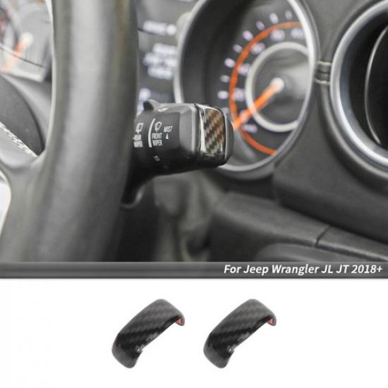 Carbon Fiber Turn Signal Lamp Wiper Switch Lever Trim For Jeep Wrangler JL 2018+