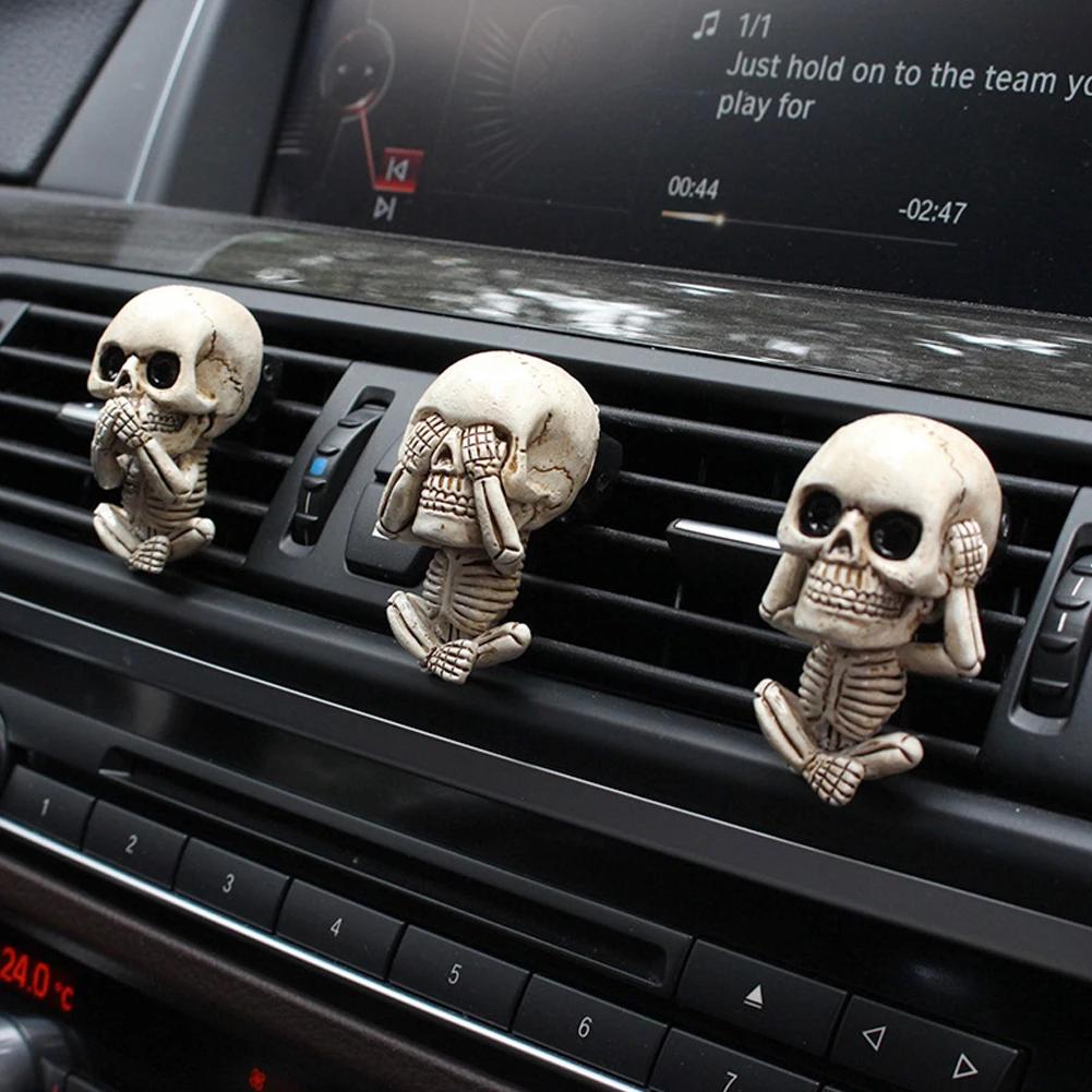 3Pcs/Set Skull Car Air Freshener Clip Creative Automobile Perfume Diffuser with Replaceable Fragrance Plug-Ins Car Decorations