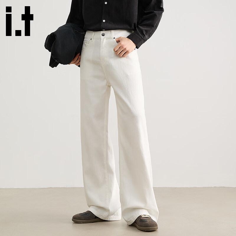 Men s White Loose Flared Denim Jeans 32