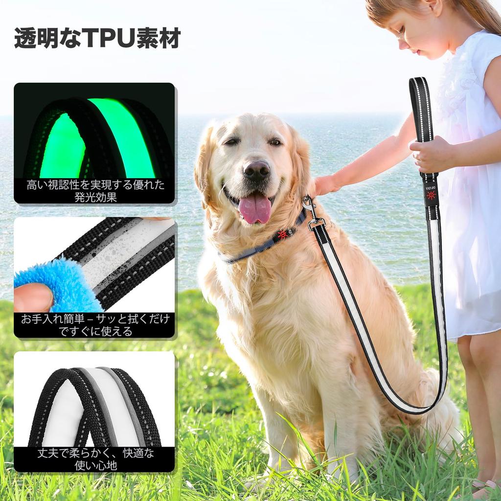 LED Dog 7 USB Rechargeable Lead with Reflective for Night Suitable for Medium and Large 4 Lightweight and Durable Design Light-Up Lead, Modes,