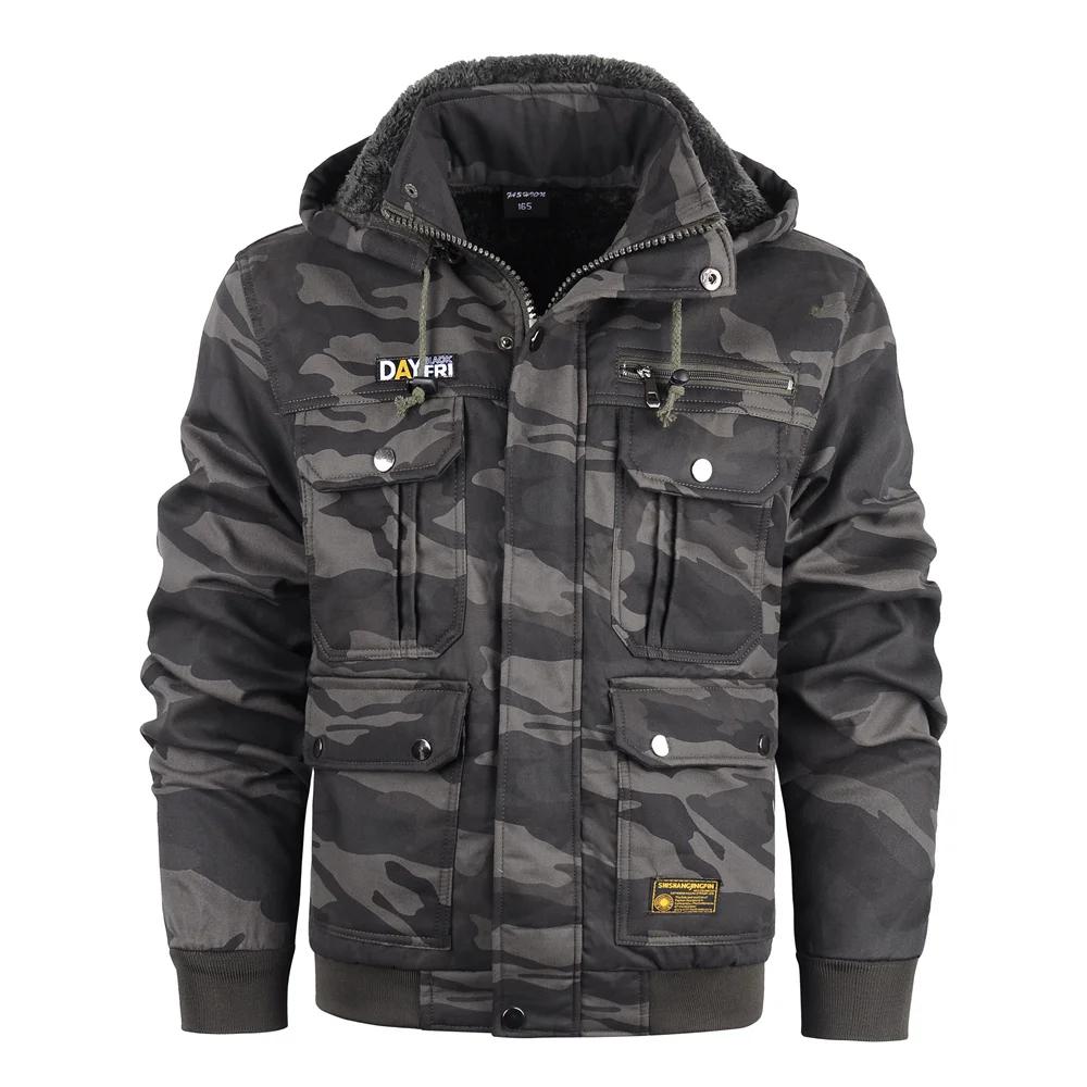 Men's Windbreaker Fluffy Lining Winter Jacket Outdoor Puffer Coats Warm Sports Bomber Jacket Techwear Men Clothing