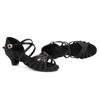 Chaussures de Danse Latine Peep Toe Femmes Filles Enfants Semelle Souple Salsa Fête Salle de Bal Chaussures de Danse Standard à Talons 4CM