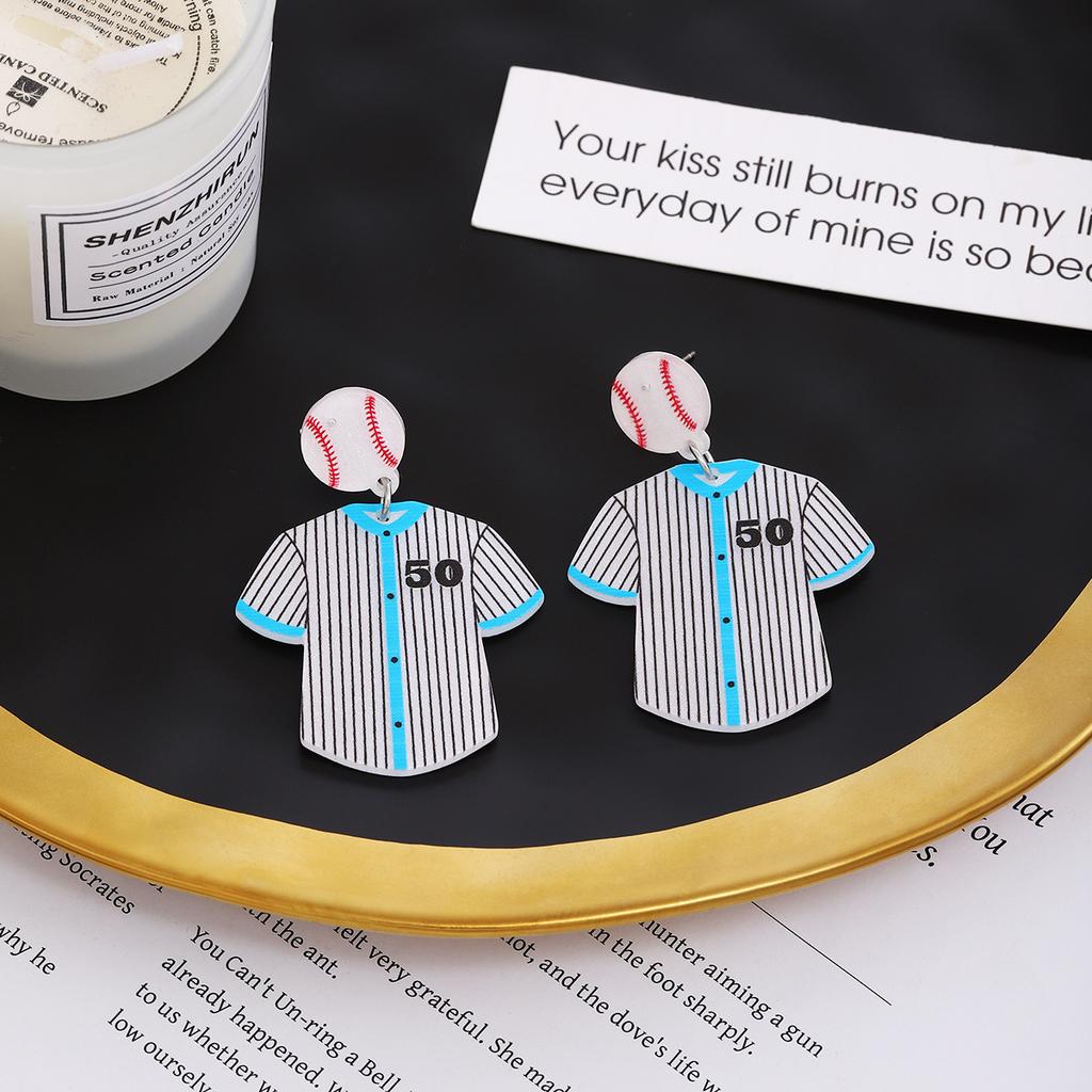 Baseball Clothes Acrylic Earrings, Light Luxury High-End Style Fashion Temperament Sports Festival Earrings