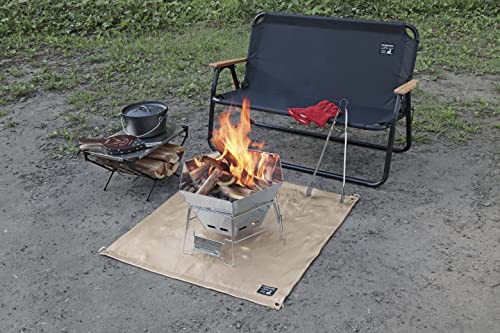 Captain Stag UG-3300 Fire Pit Sheet, 80x80cm, Heat-Resistant up to 700°C, Fiberglass, Beige