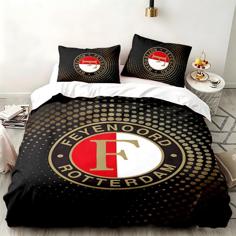 Feyenoord Rotterdam 3pc Set Perfect for Bedroom Use Comfortable Bedding Set Includes a Duvet Cover and Two Pillowcases Ideal Birthday or Christmas Gif