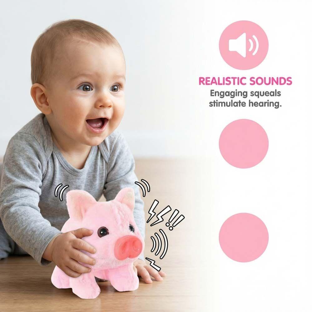 with Wagging Tail Electric Pig Plush Toy Can Walking Stuffed Animal Pig Doll  Interactive Play
