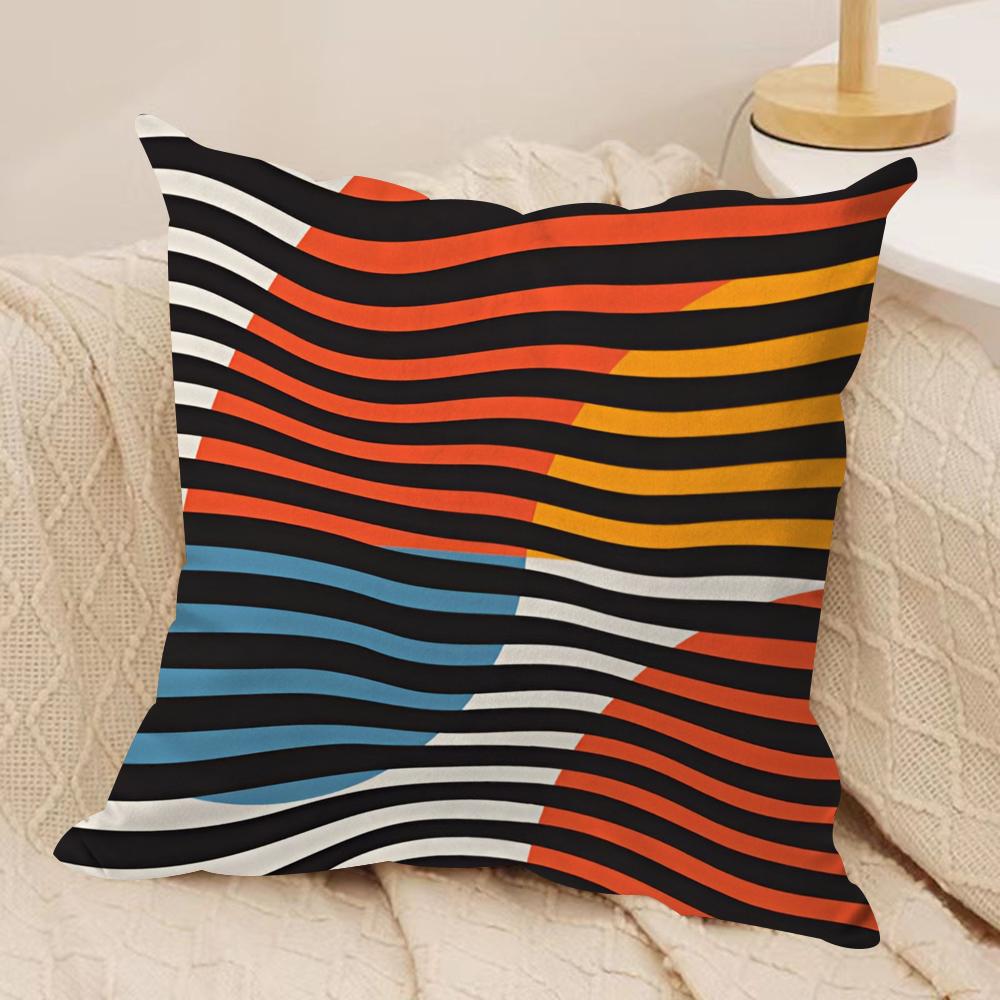 Abstract B-Bauhaus Geometry Cushion Cover Soft Plush Fabric Double-Sided Printed Sofa Cushion Cover for All Seasons Home Decor