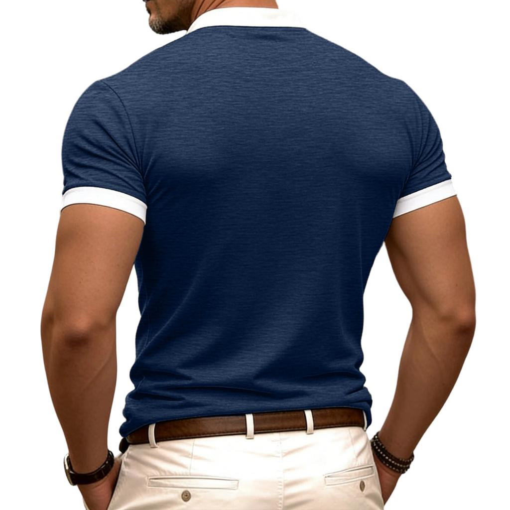 Men's Fashionable Casual Multi-color Short-sleeved Shirt  Men's Loose And Comfortable Stand-up Collar Top
