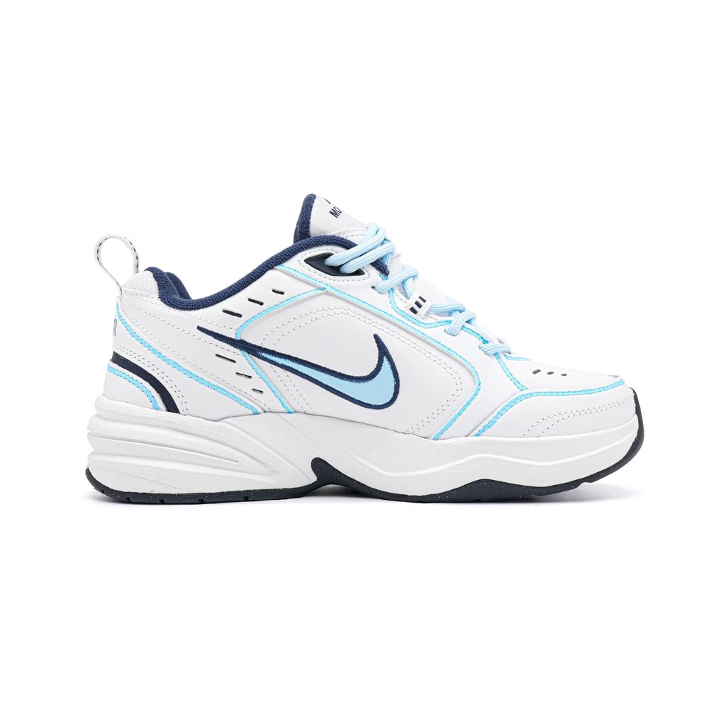 Nike Air Monarch 4 Chunky Sneakers Unisex Low Top White/Blue 415445-102(Team1166-blue)