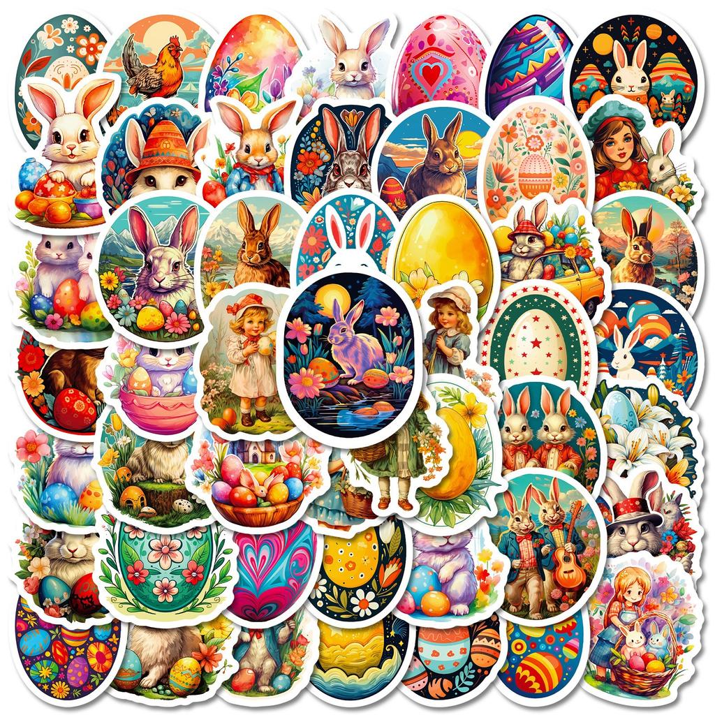 Easter Bunny Stickers Decal Rewarding Cute Offices Supplies Incentives Animals Sticker Party Favors, 50pcs