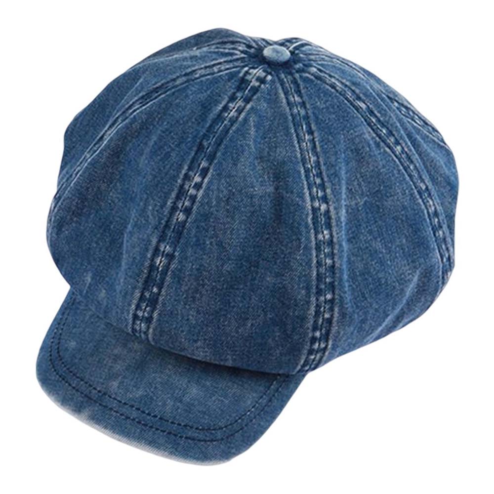 Denim Cotton Newsboy Hat Baker Boy Beret Flat Caps Womens Ladies Octagonal Hat