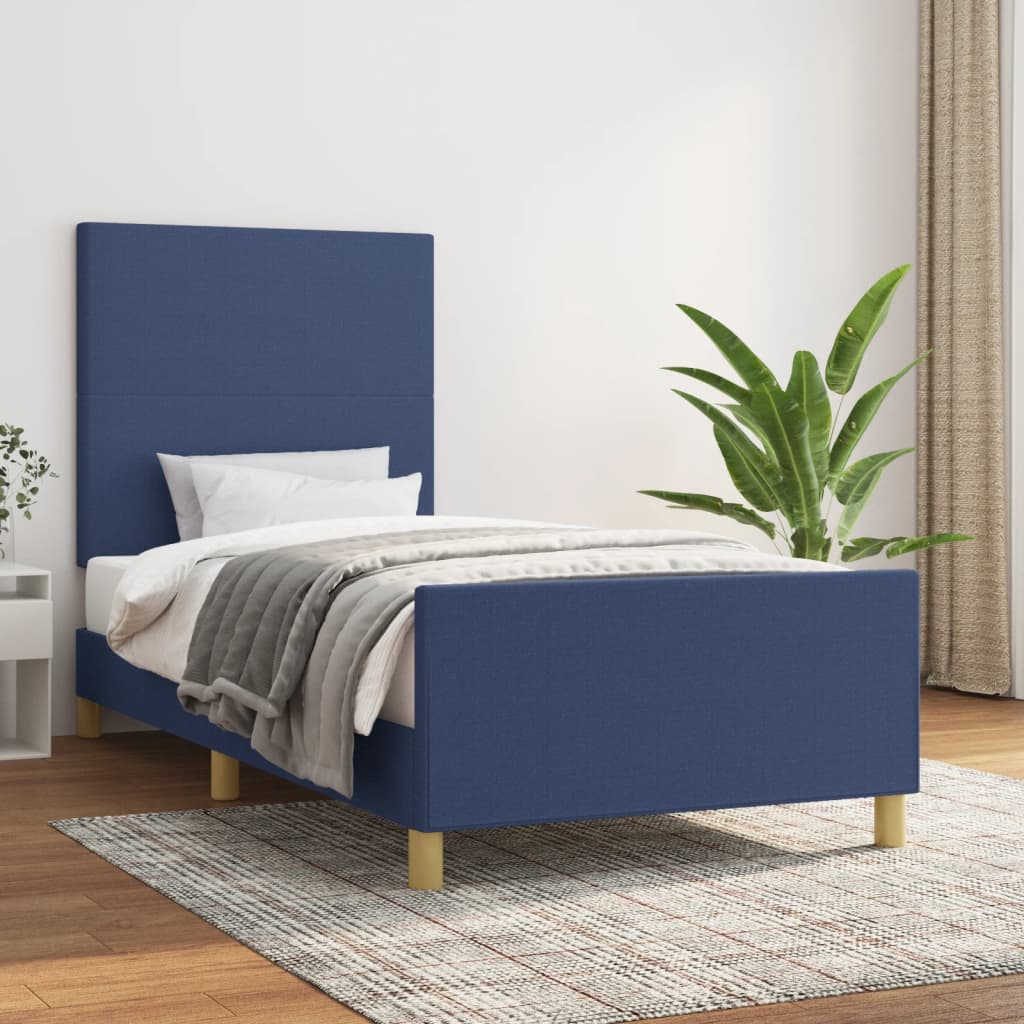 Bed Frame without Mattress Blue 100x200 cm Fabric
