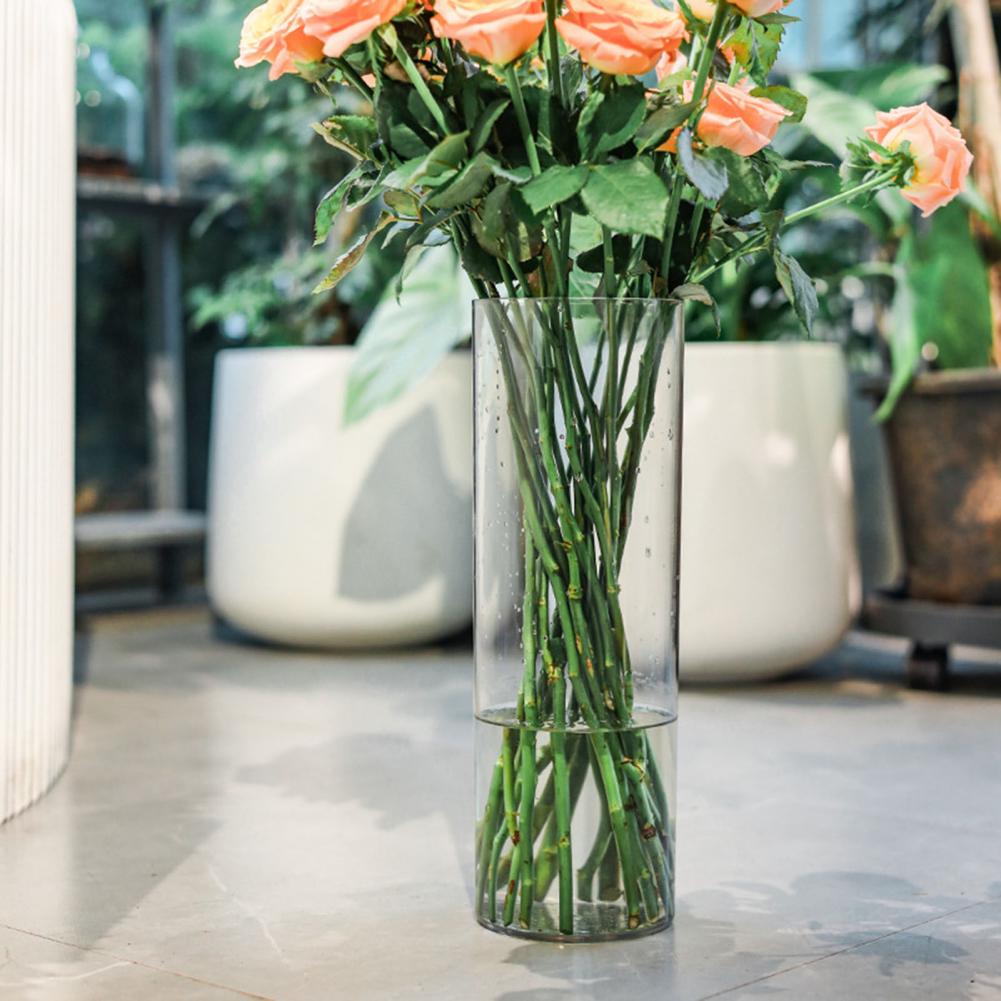 Flower Vase Elegant Cylinder Flower Vase for Wedding Party Centerpiece Dining Table Decor Transparent Hydroponic for Plants