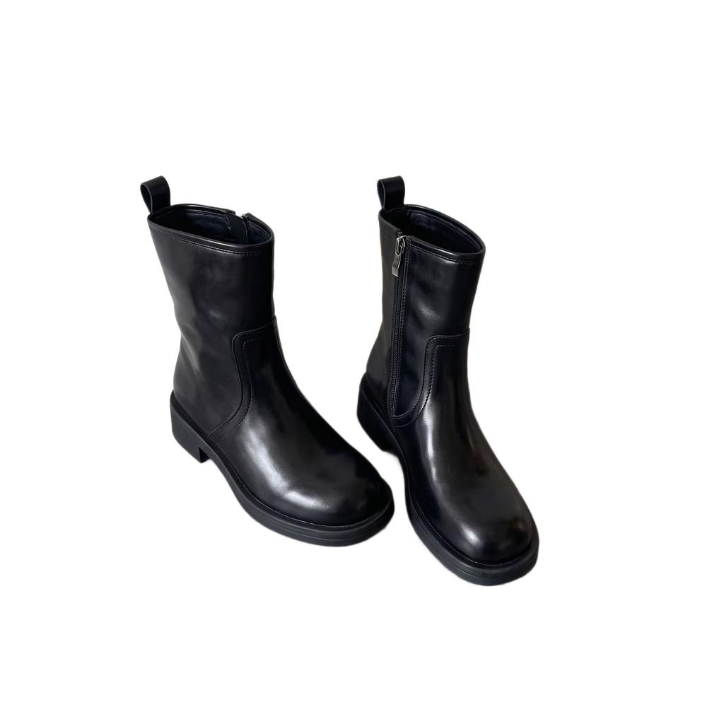 New retro square head thick heel women's short boots thick heel thin boots medium heel casual fashion women's boots