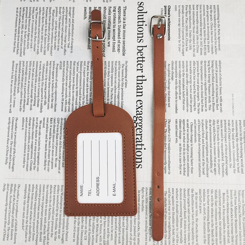 Premium PU Leather Luggage Tag with Stitching and Signature Card