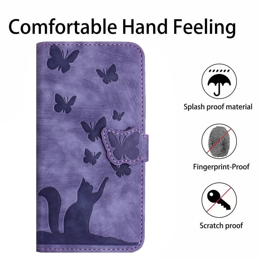 Butterfly Cat Leather Wallet Case for Xiaomi 15 14 11T 12T 13T 14T 15T POCO M3 M6 Plus X5 X3 Pro C65 C75 4G C85 Book Stand Cover