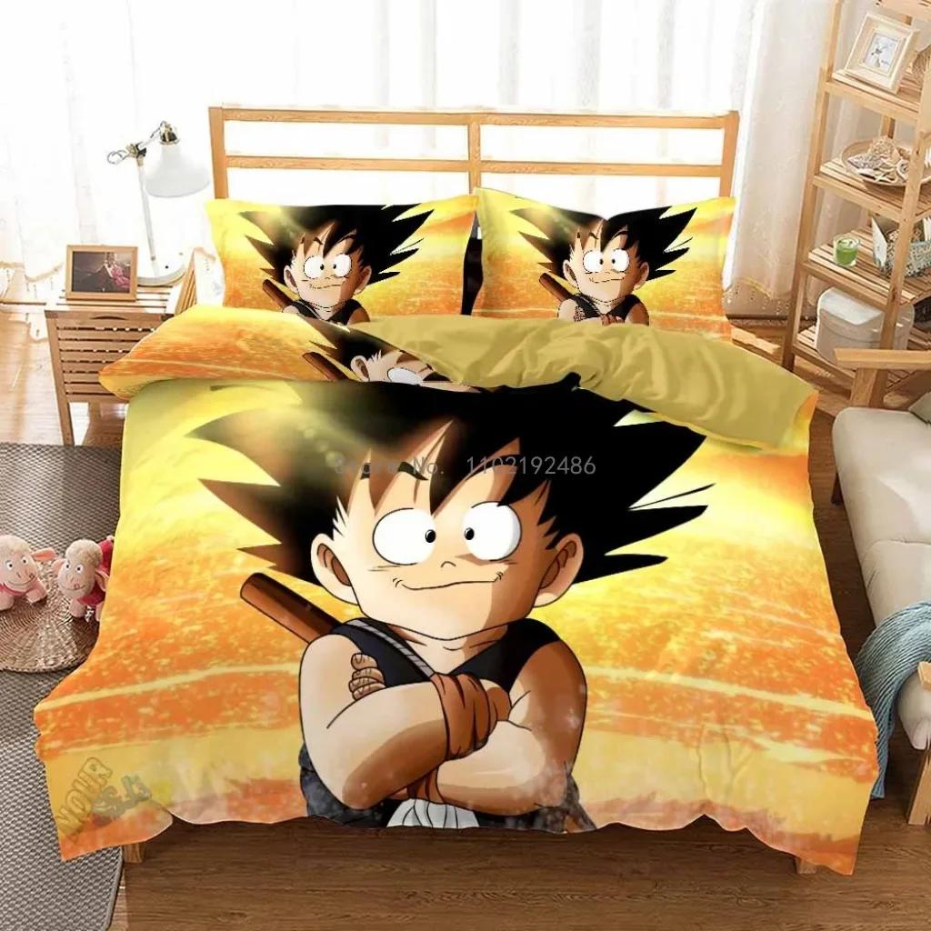 2D Print Anime Dragon Ball Super Saiyan Son Goku Duvet Cover Bedding Set Double Twin For Kids Bedclothes Quilt Cover Gi