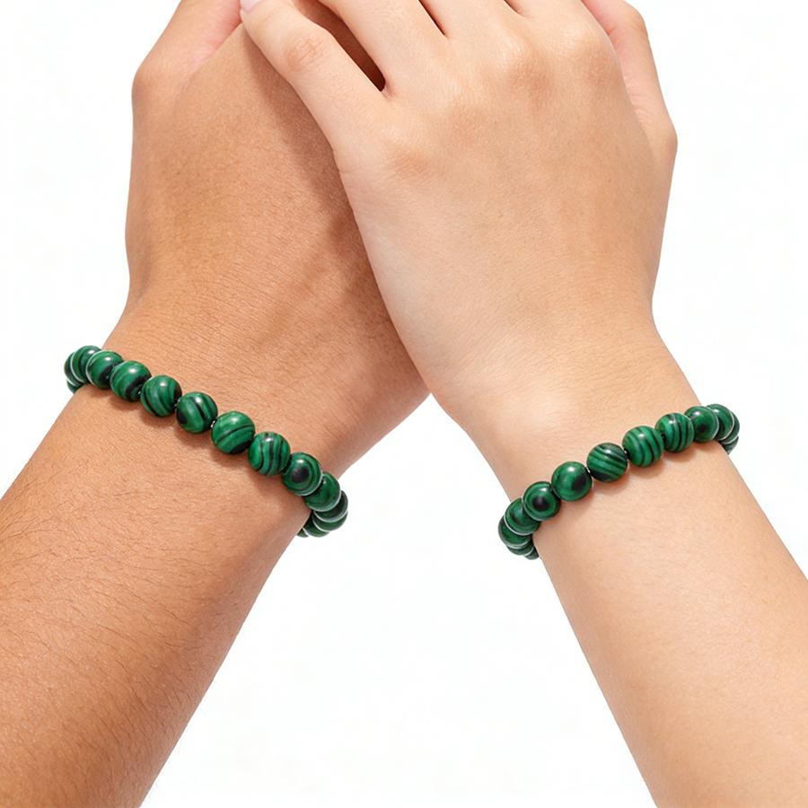 Minimalist Elegance 2Pcs Couple Bracelet Handmade Obsidian Malachite Tiger Eyes Paired Beaded Braslet Valentine Day Accessories