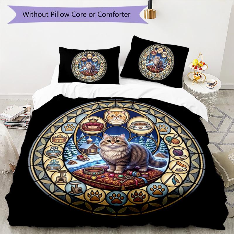 Royal Cats Winter Retreat Pattern Bedding,Quilt Set Quilt Cover Pillowcase Home Birthday Gift (1*duvet Cover+2*pillowcase,without Core)