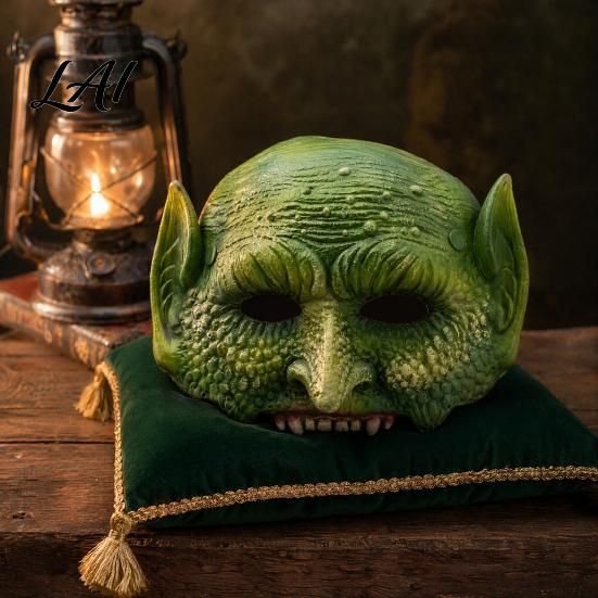 Soft Material Costume Accessory Halloween Green Lizard Mask Realistic Textured Half-Face Mask,PU Foam Lightweight Animal Party Mask Accessory,