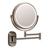 Adjustable 360 Degree Rotating Makeup Mirror Wall Mounted With LED Light Double Side Magnification Bathroom Use