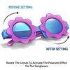 Kids Sunflower Round Sunglasses Cute Cartoon Rotation Lenses Fashionable Vintage Eyewear Party Shades