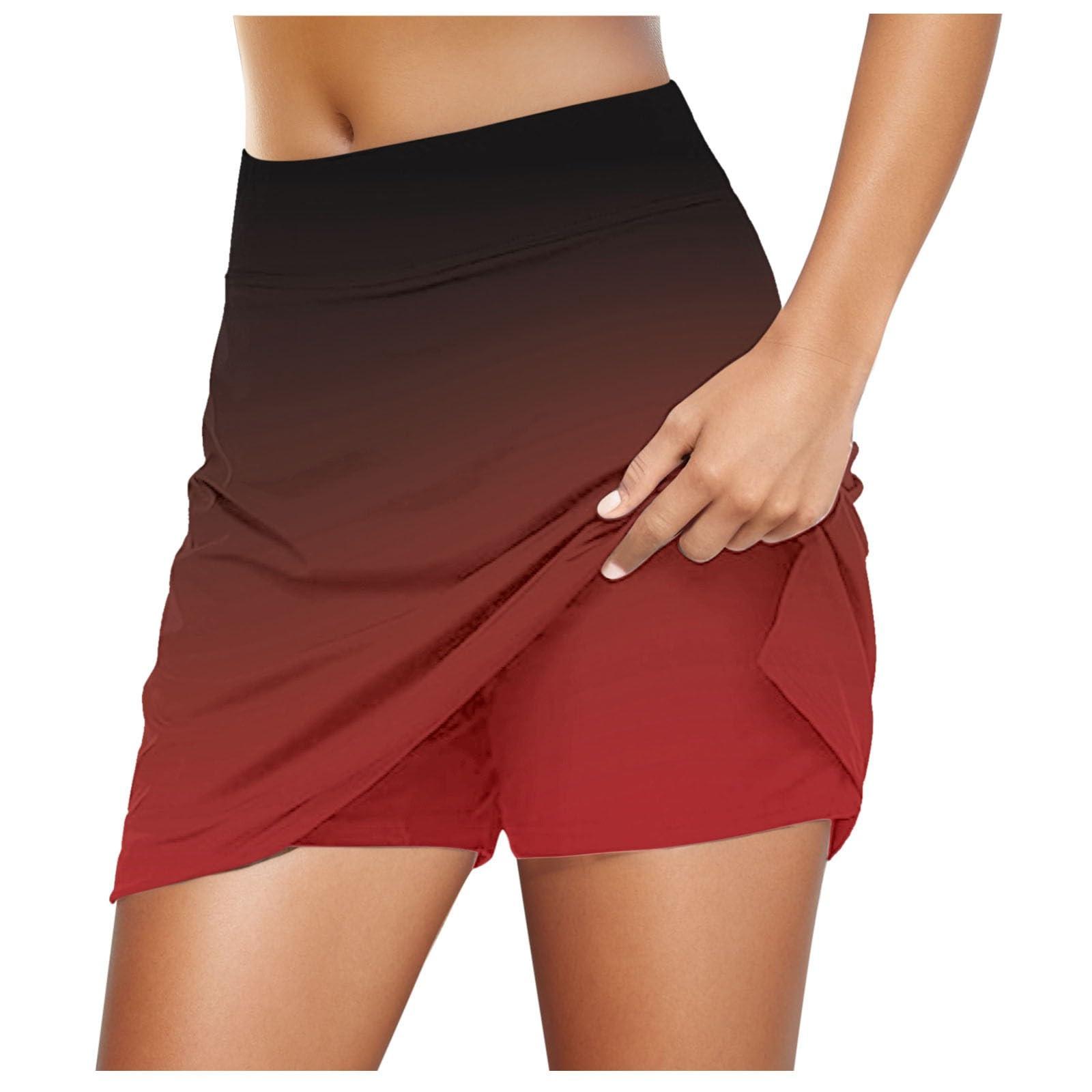 

Женские эластичные брюки для йоги, спортивная юбка для гольфа, шорты с градиентным принтом, легкие узкие джоггеры с высокой талией S винный