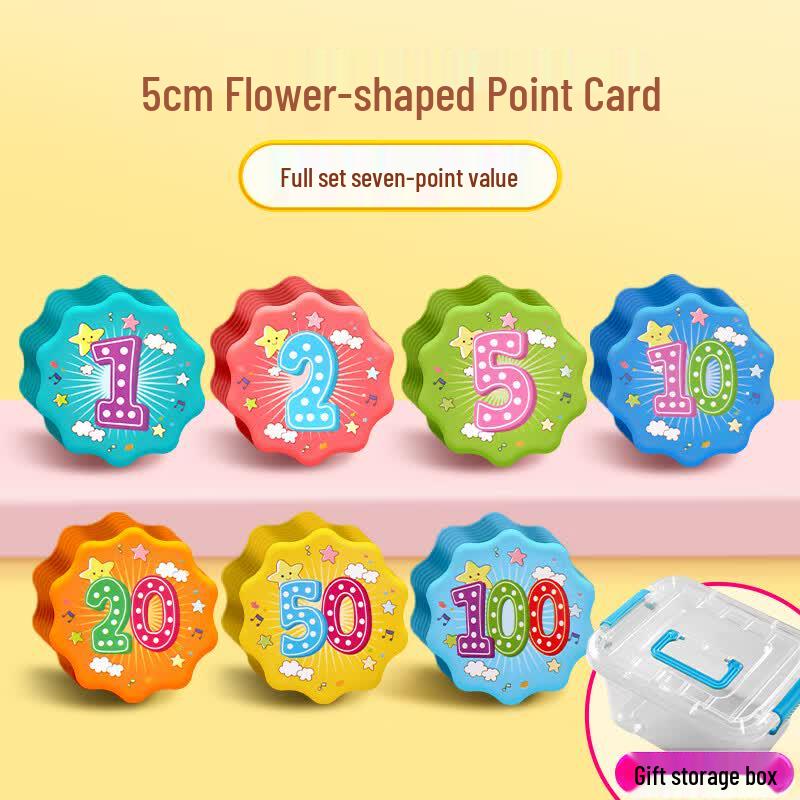 Flower-Shaped Kids Reward Points Card Set