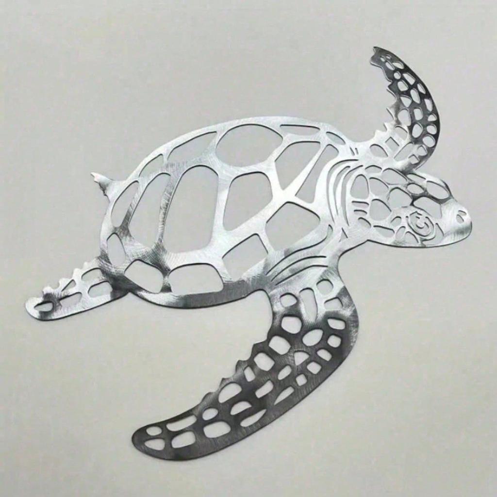 Metal Sea Turtle Wall Decor - Coastal Nautical Hollow Art for Living Room, Bedroom, Bathroom, Boho Hanging Ornament, Housewarming Gift, Holiday Decor