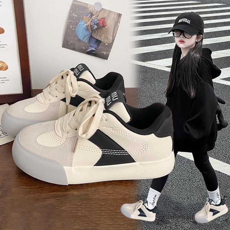 Girls Board Shoes 2025 Spring and Autumn New Children's Sports Shoes Medium and Large Children Girls Casual Shoes Students White Shoes Trendy Shoes