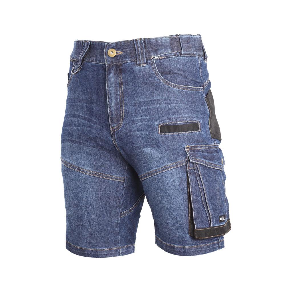 Blue Stretch Jeans Shorts With Reinforcement, 2Xl, Ce, Lahti