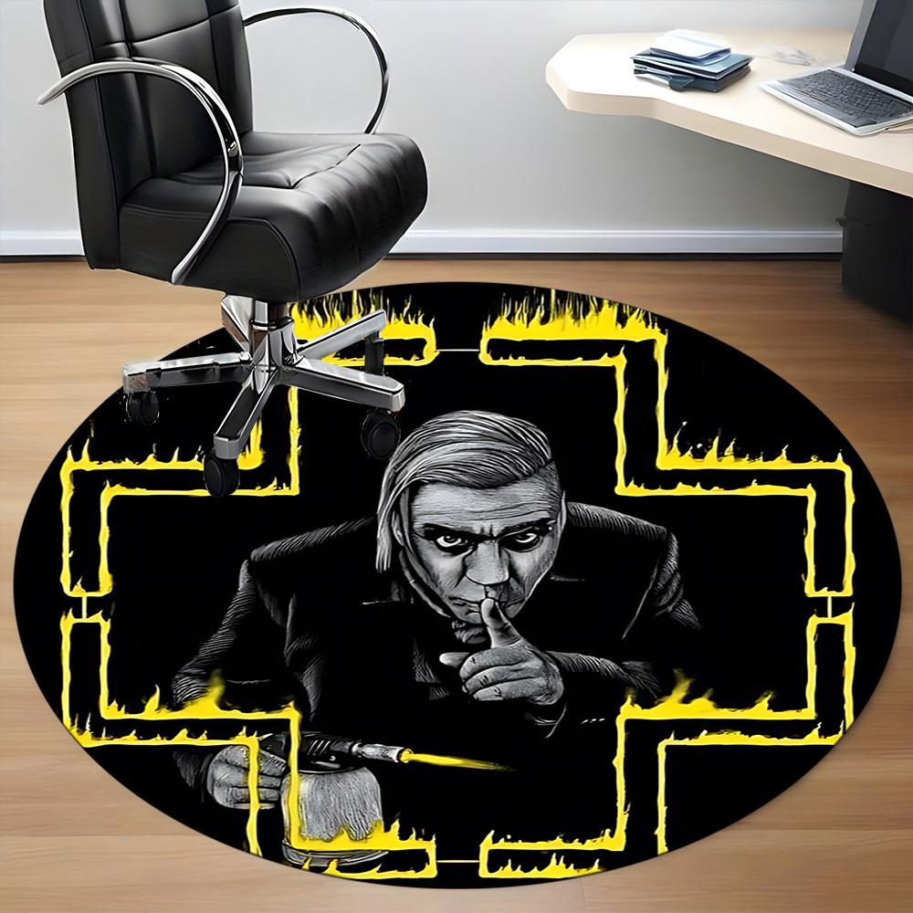 1PC Rammstein Office Round Rug, Non-slip, Soft and Durable Office Rug for Interior Decoration, Perfect for Office,yy250915007