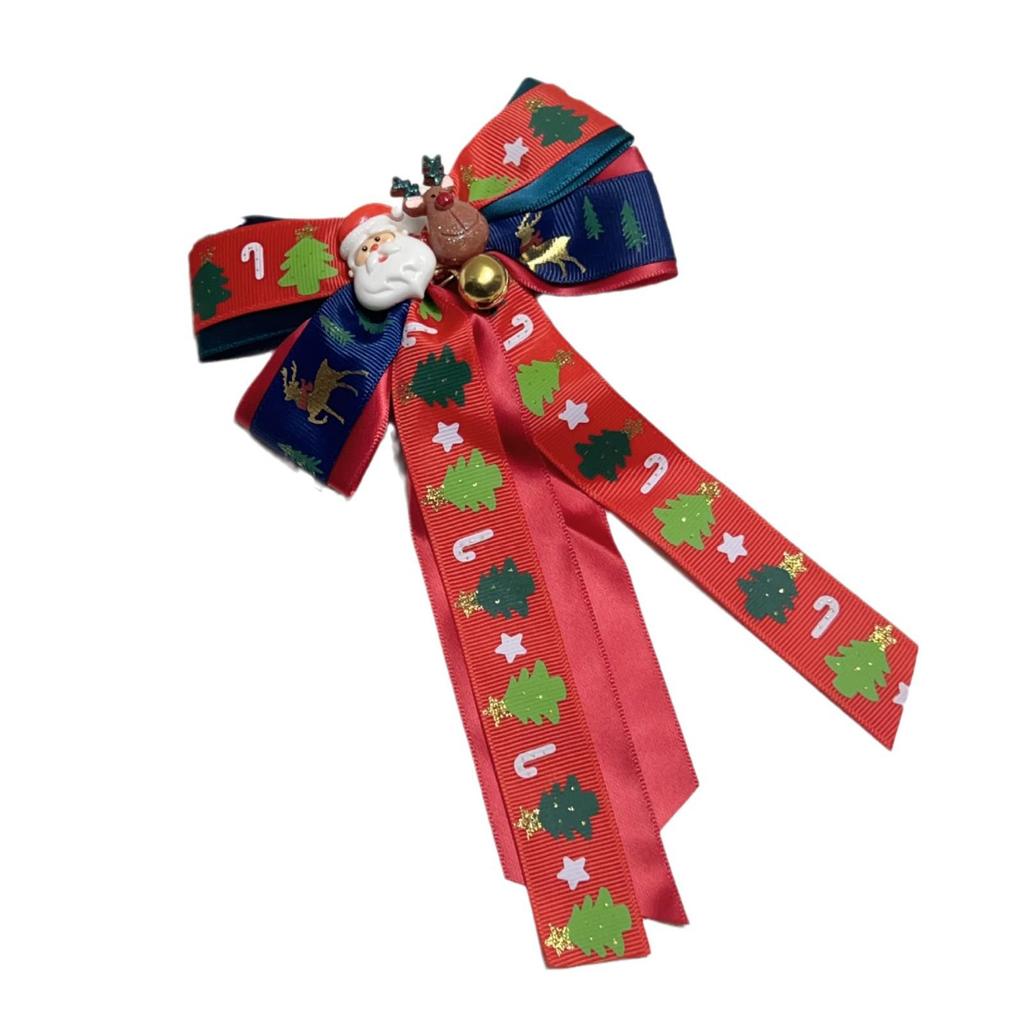 Festive Santa Claus Bell Hair Clip – Christmas Bow Decoration