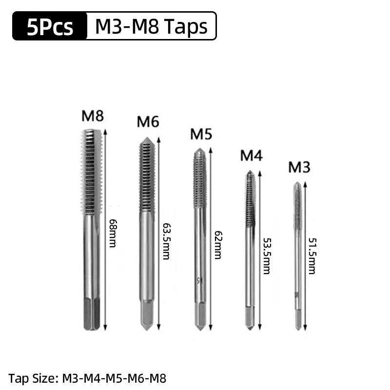 Adjustable M3-M12 T-Handle Ratchet Tap Holder Wrench Tap Wrench Drill Set Hand Tapping Tools Screw Thread Tap Drill Bit