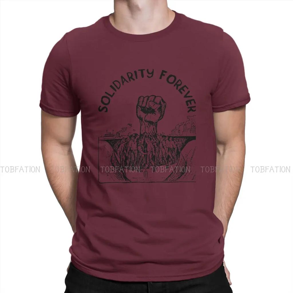 Solidarity Forever Labor Union Socialist Leftist O Neck TShirt Worker Fabric Classic T Shirt Man's Clothes Individuality