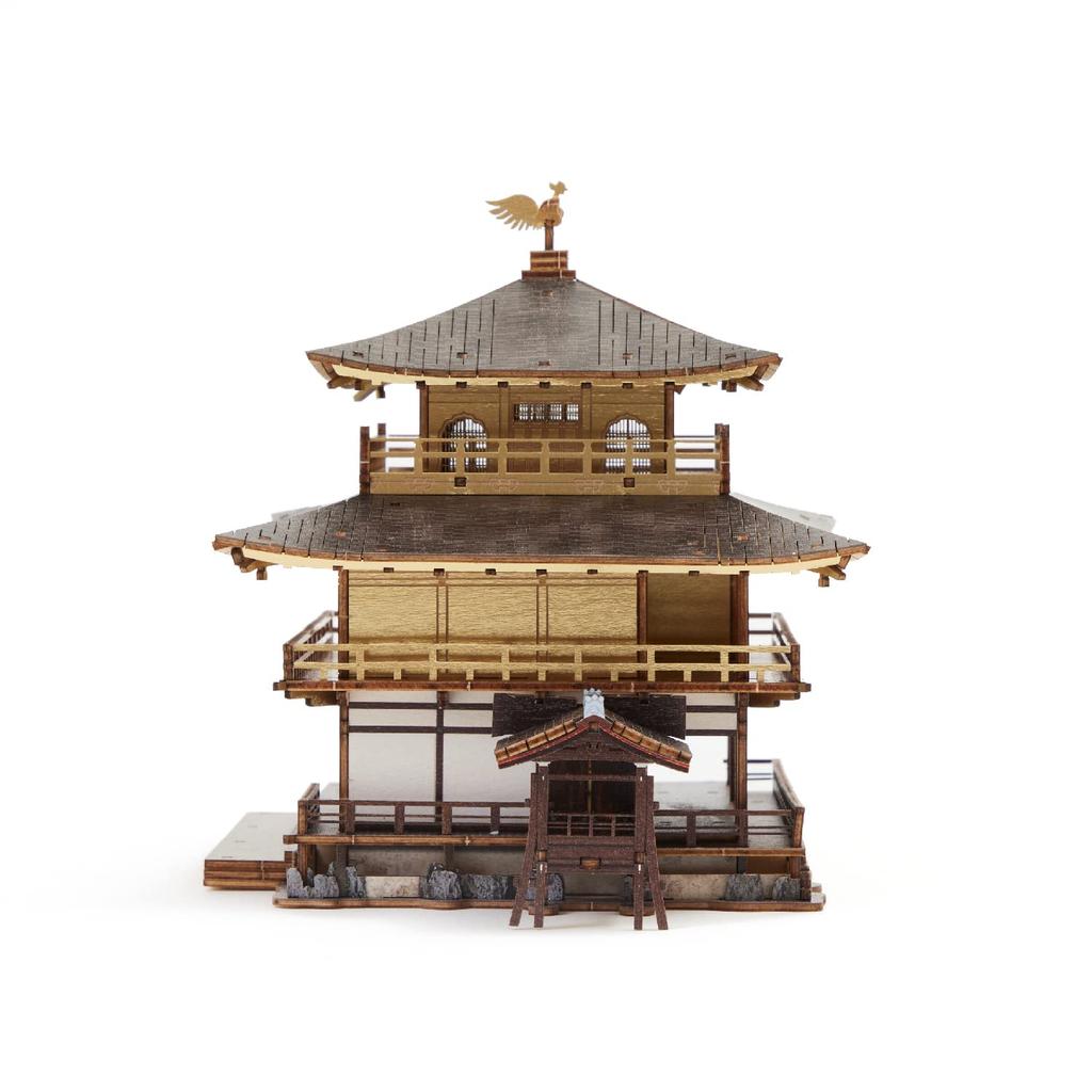 Kinkakuji Temple Wersja Kolorowa Puzzle Drewniane 3D Zestaw do Rękodzieła DIY dla Dzieci i Dorosłych Zabawka Edukacyjna dla Chłopców i Dziewcząt Grafika 3D i Świetny Prezent dla