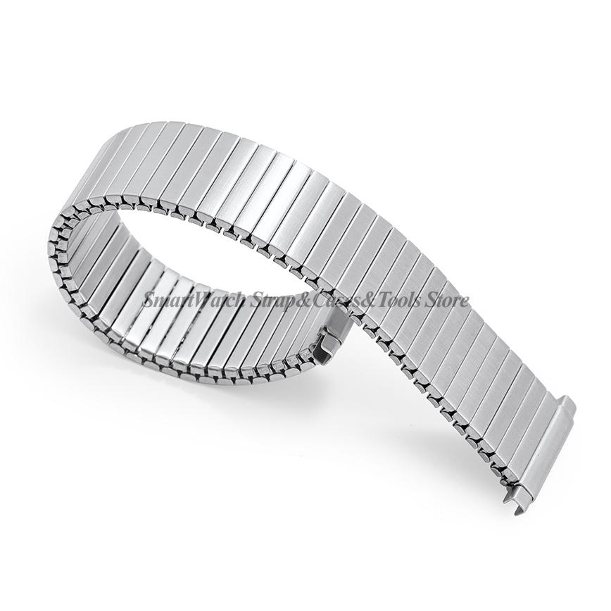 18mm 20mm 22mm Ρυθμιζόμενο Πλάτος Ελαστικός Ιμάντας Επέκτασης Ανοξείδωτο Ατσάλι Λουράκι Ρολογιού Βουρτσισμένο Ασημί Γυναικείο Ανδρικό Βραχιόλι Αξεσουάρ