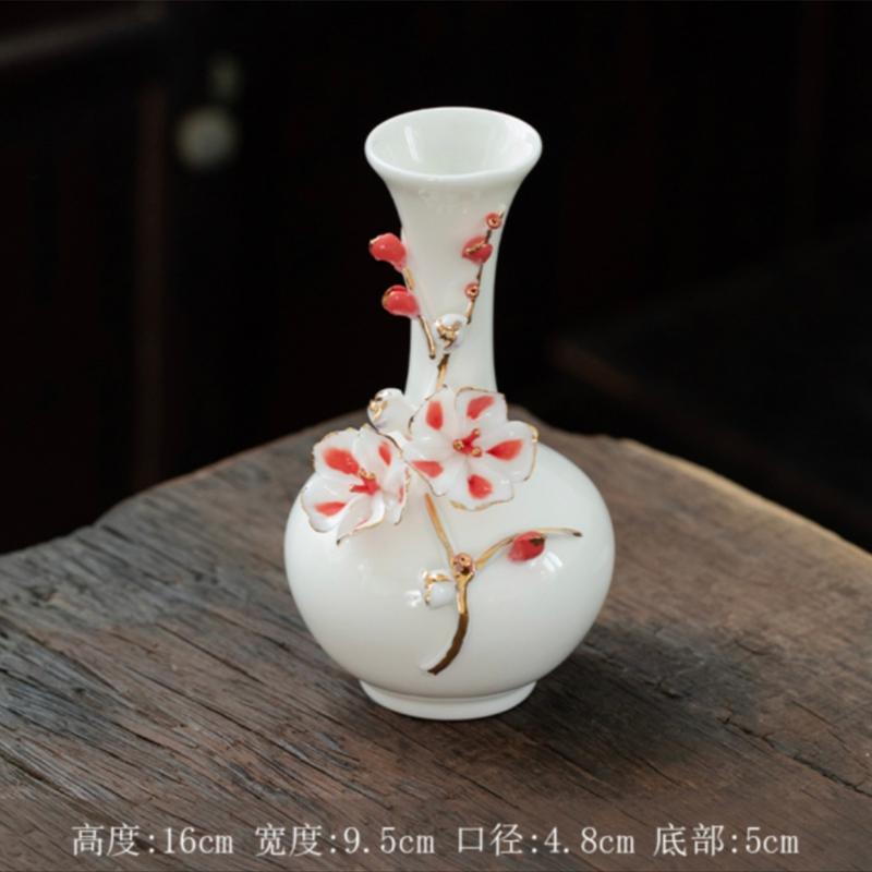 White Ceramics Vase Blossom Flower Vase Table Decorative Vases Aesthetic Sculpture Figure Home Desktop Center Decoration