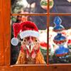 Christmas Hat, Chicken Head, Fully Transparent Glass, Home Decoration Stickers