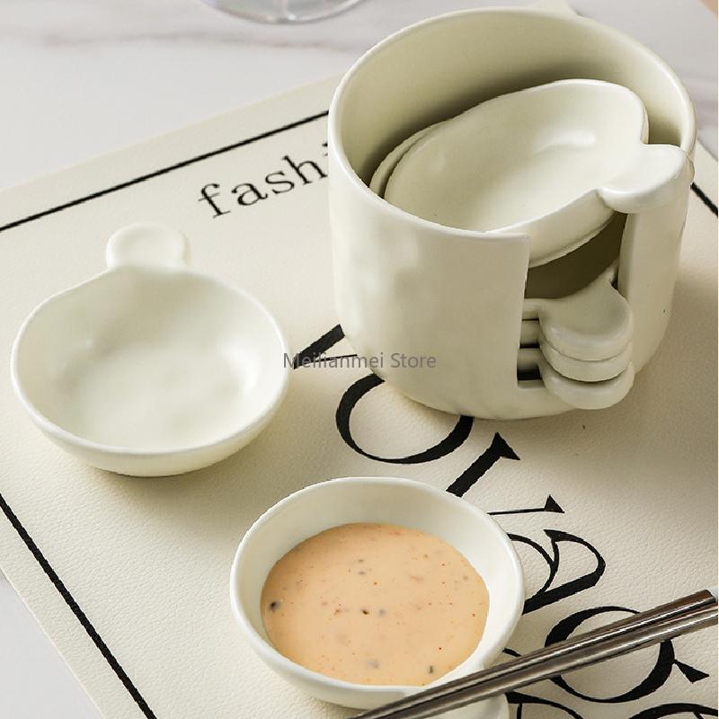 Rundes Gewürzschälchen-Set Unregelmäßiges Aufbewahrungsschälchen-Set Nordisch Hot Pot Saucen-Dip-Schälchen Essigschälchen Küchensauce Honigspender