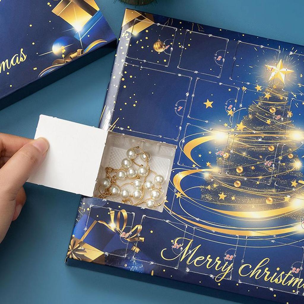 Christmas Countdown Calendar Jewelry Necklaces 2025 Christmas Alloy Cartoon Charm for Women Girls Wife Winter Daily Celebration