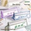 Morandi Double Layer Transparent Mesh Pencil Case for Students