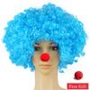 Parrucca da Clown Colorata Afro Riccia Sintetica Cosplay per Uomini Donne Parrucca per Festa di Carnevale Rossa Verde Gialla Blu Naso da Clown