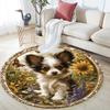 Puppy In Sunflowers Round Area Rug,Carpet Rug for Living Room Bedroom Sofa Playroom Decor,Non-slip Floor Mat