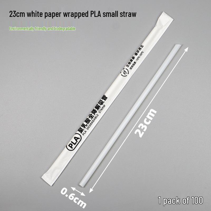 Individually Wrapped Biodegradable Black Straws for Hot Drinks - Thick & Thin, PLA, 2000 pcs.