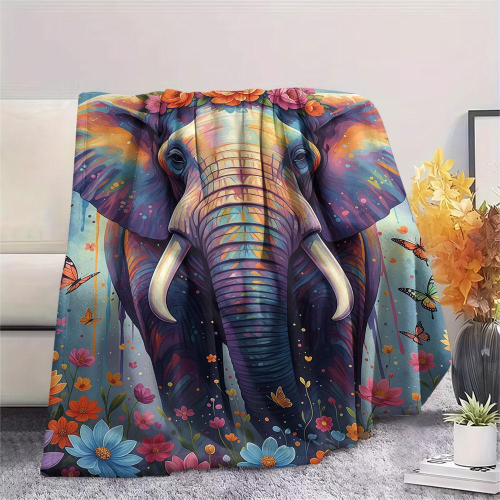 1Pc Liquidpaintanimals Print Flannel Blanket, High Quality Comfortable for All Seasons, Home Decor, Warmth and Comfort, Perfect for Christmas Gifts